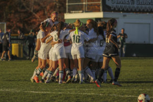 Steinert's girls' soccer team celebrates its 2-0 victory over Moorestown in Tuesday's Central Jersey Group III semifinal. Photo by Amanda "The Homeowner" Ruch.