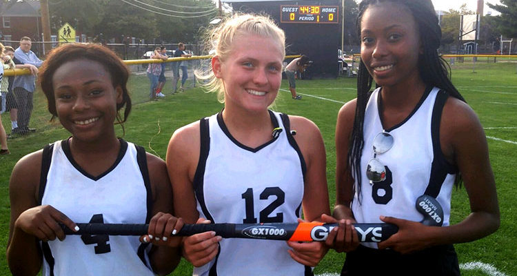 : It was a happy gang of scorers as (from left) Nicole Obiukwu, Shelby South and Malouka Gauthier tallied Hamilton's first three goals of the season in a 3-0 win over Nottingham Monday (Photo by Rich Fisher)