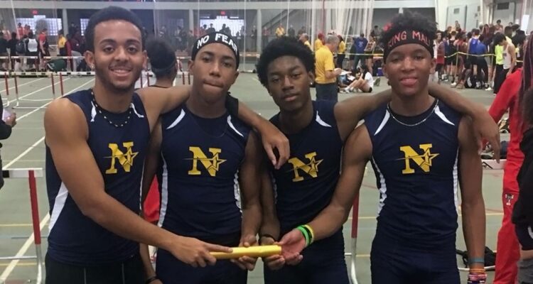The Nottingham 4x400 team of Kernley Charles, Jalen Corbin, Emilio Selesnick and Shamali Whittle took a gold medal at the Lavino Relays and set a school record in the process.