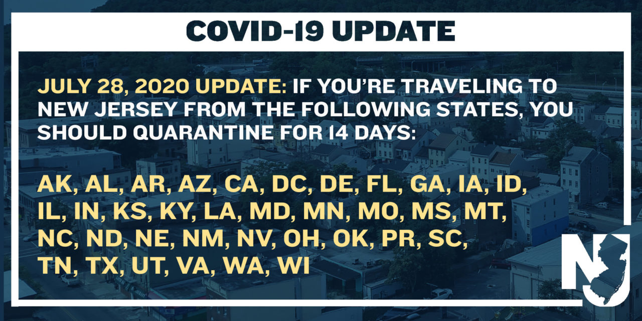 New Jersey Quarantine Travel Advisory List Updated to 36 States